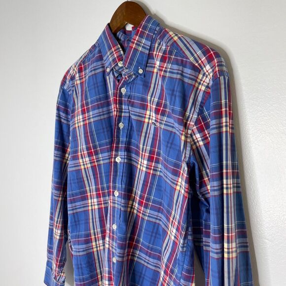 Vineyard Vines Blue Red Long Sleeve Plaid Button Up Whale Shirt Size Small Men's - Picture 2 of 10